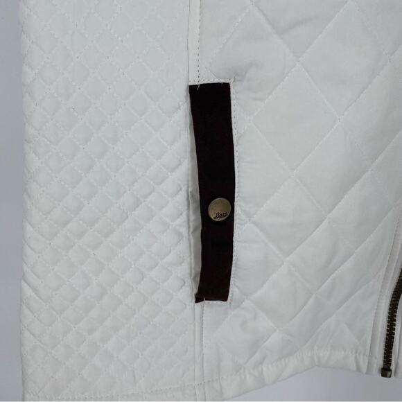 G.H. BASS & Co. Quilted Vest Outdoor Equestrian Classic Hiking White W/ Brown L - Picture 4 of 9